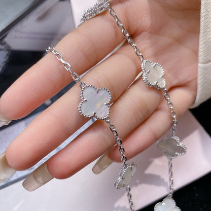 [Okajuri Jewelry]CLOVER 10 MOTIFS WHITE MOTHER OF PEARL NECKLACE