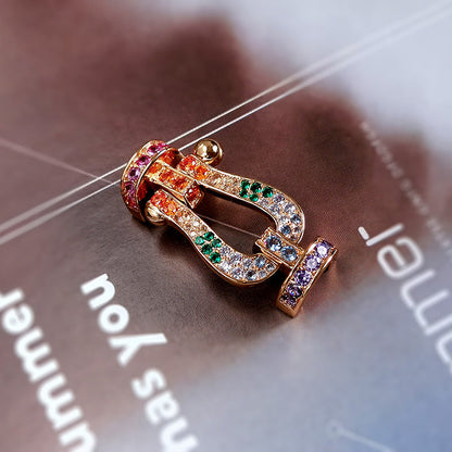 [Okajuri Jewelry] FORC LARGE HORSESHOE  COLORED DIAMOND BRACELET SILVER