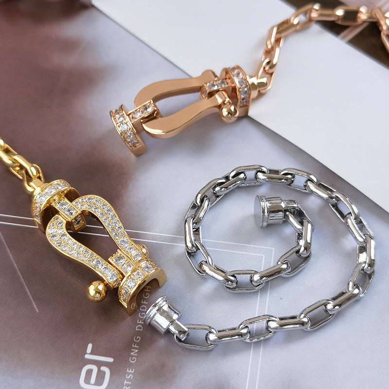 [Okajuri Jewelry]FORCE LARGE HORSESHOE CLASP  METAL BRACELET