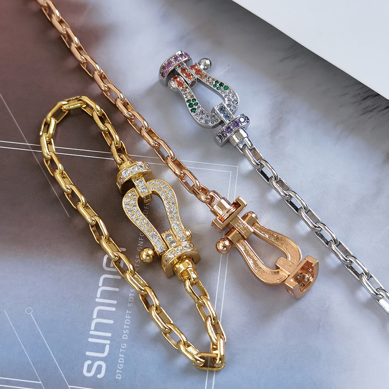 [Okajuri Jewelry]FORCE LARGE HORSESHOE CLASP  METAL BRACELET