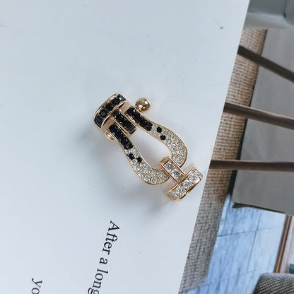 [Okajuri Jewelry]FORCE LARGE HORSESHOE BLACK WHITE DIAMOND BRACELET ROSE GOLD