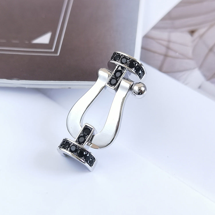 [Okajuri Jewelry]FORCE LARGE HORSESHOE BLACK DIAMOND BRACELET SILVER