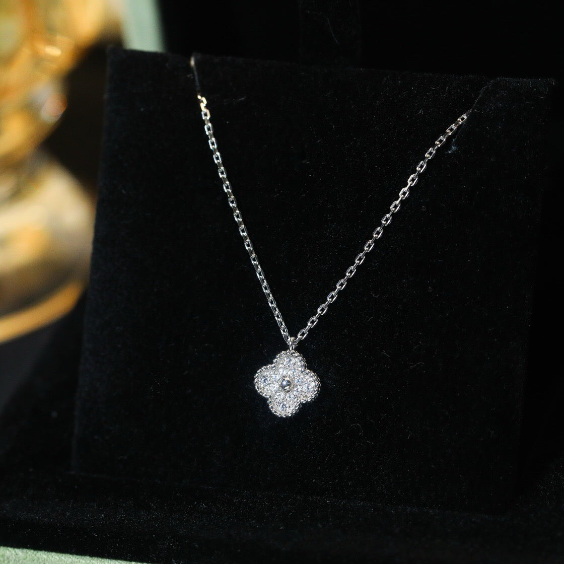 [Okajuri Jewelry]CLOVER MINI 9.5MM PENDANT DIAMOND NECKLACE