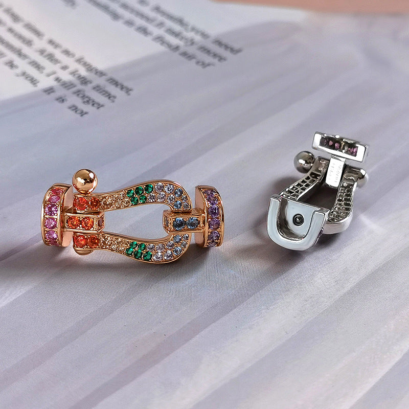 [Okajuri Jewelry]FORC LARGE HORSESHOE  COLORED DIAMOND BRACELET SILVER