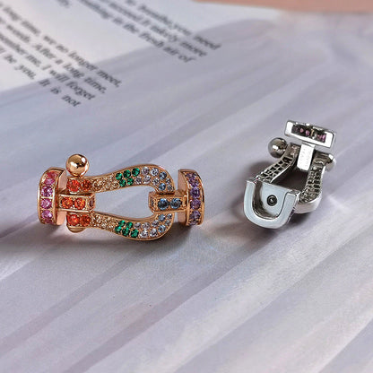 [Okajuri Jewelry]FORC LARGE HORSESHOE  COLORED DIAMOND BRACELET SILVER