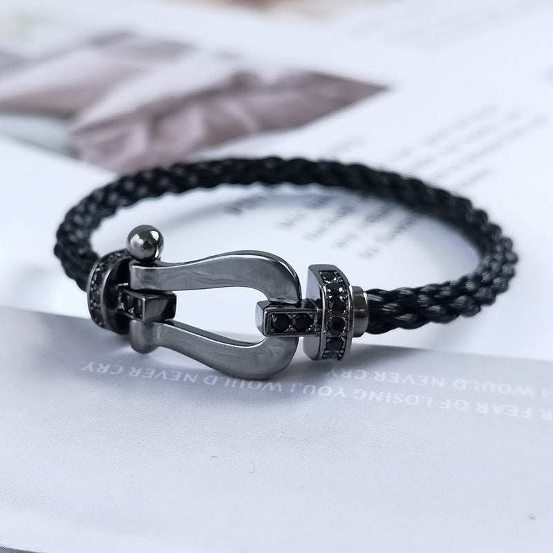 [Okajuri Jewelry] FORCE LARGE SERIES HORSESHOE BLACK SAMURAI BRACELET
