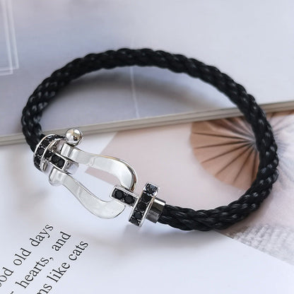 [Okajuri Jewelry]FORCE LARGE HORSESHOE BLACK DIAMOND BRACELET SILVER