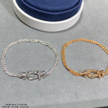 [Okajuri Jewelry]FORCE SMALL HORSESHOE  DIAMOND CHAIN ROPE BRACELET