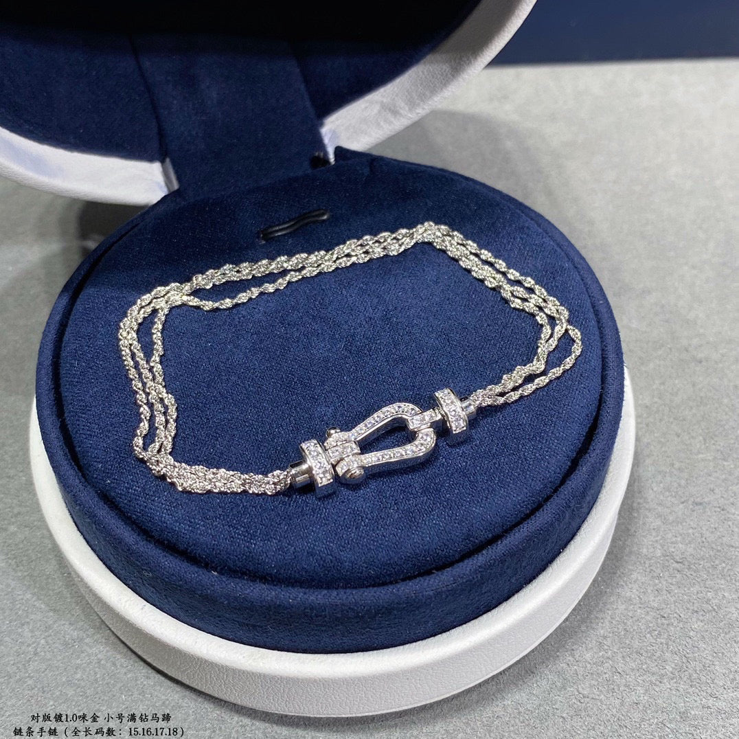 [Okajuri Jewelry]FORCE SMALL HORSESHOE  DIAMOND CHAIN ROPE BRACELET