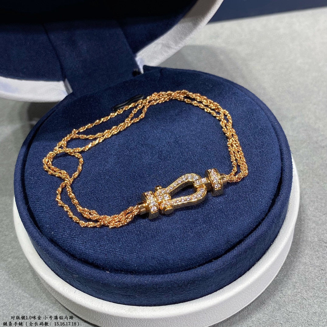 [Okajuri Jewelry]FORCE SMALL HORSESHOE  DIAMOND CHAIN ROPE BRACELET