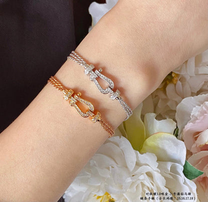 [Okajuri Jewelry]FORCE SMALL HORSESHOE  DIAMOND CHAIN ROPE BRACELET