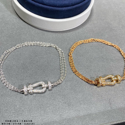 [Okajuri Jewelry]FORCE SMALL HORSESHOE  DIAMOND CHAIN ROPE BRACELET