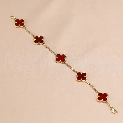 [Okajuri Jewelry]  CLOVER 5 MOTIF RED CORNELIAN BRACELET COLLECTION