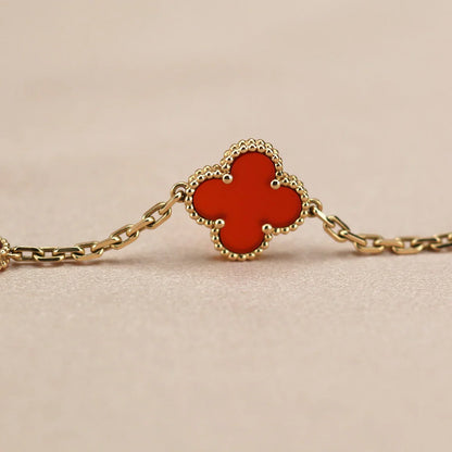 [Okajuri Jewelry] CLOVER 5 MOTIF RED CORNELIAN BRACELET COLLECTION