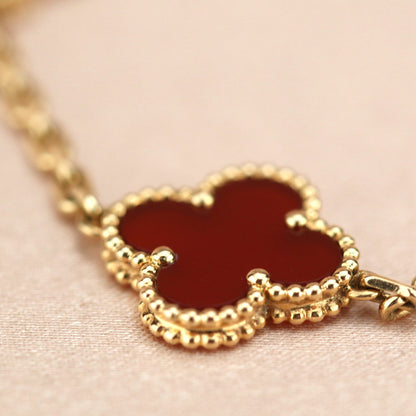 [Okajuri Jewelry]CLOVER 5 MOTIFS RED AGATE  BRACELET