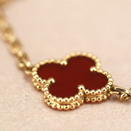 [Okajuri Jewelry] CLOVER 5 MOTIF RED CORNELIAN BRACELET COLLECTION