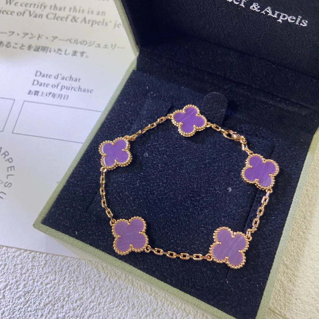 [Okajuri Jewelry]  CLOVER 5 MOTIF VIOLET BRACELET COLLECTION