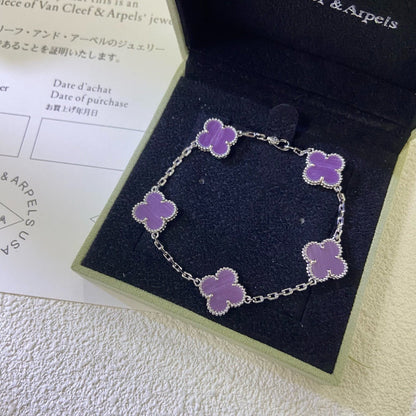 [Okajuri Jewelry]CLOVER  5 MOTIFS  PURPLE VIOLET BRACELET