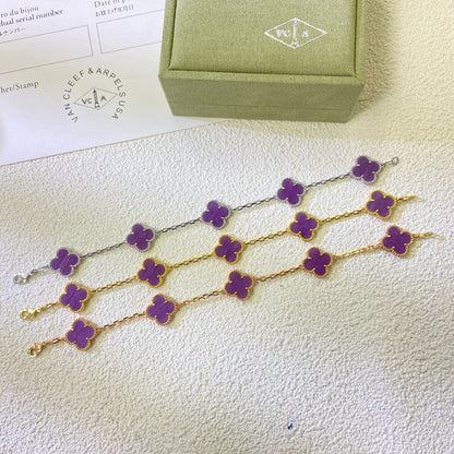 [Okajuri Jewelry]CLOVER  5 MOTIFS  PURPLE VIOLET BRACELET