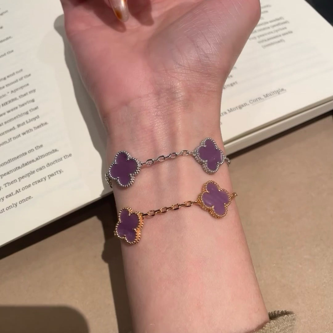 [Okajuri Jewelry]CLOVER  5 MOTIFS  PURPLE VIOLET BRACELET