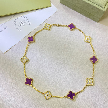 [Okajuri Jewelry]CLOVER 10 MOTIFS  PURPLE VIOLET DIAMOND NECKLACE