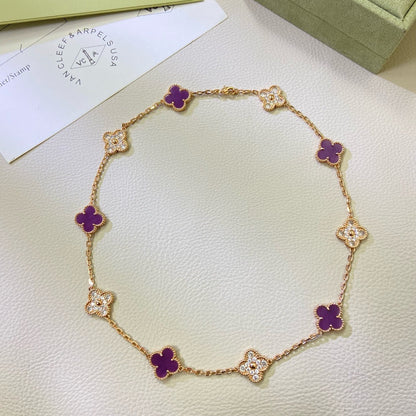 [Okajuri Jewelry]CLOVER 10 MOTIFS  PURPLE VIOLET DIAMOND NECKLACE