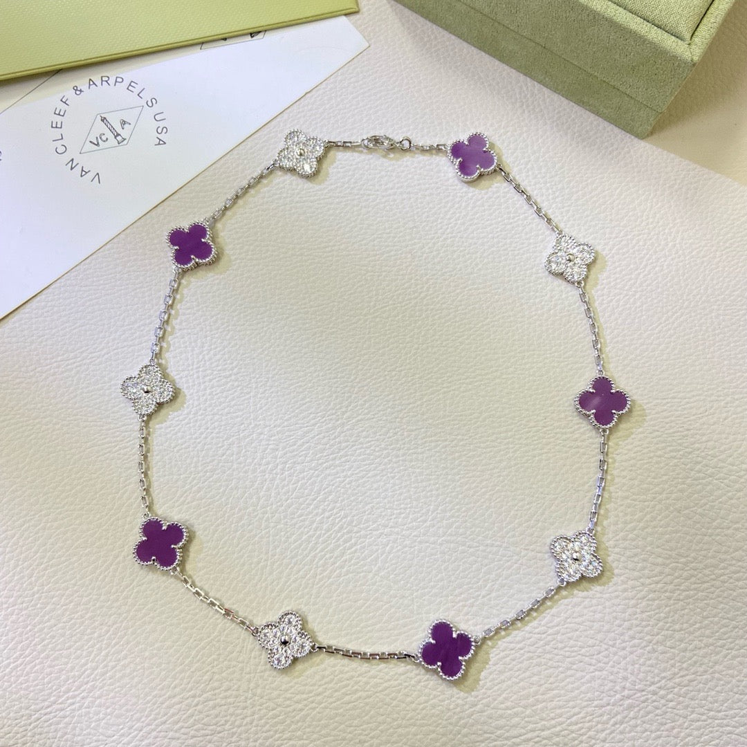 [Okajuri Jewelry]CLOVER 10 MOTIFS  PURPLE VIOLET DIAMOND NECKLACE