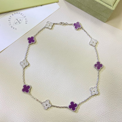 [Okajuri Jewelry]CLOVER 10 MOTIFS  PURPLE VIOLET DIAMOND NECKLACE