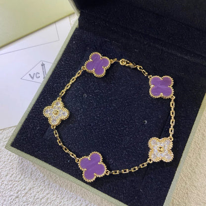 [Okajuri Jewelry] CLOVER 5 MOTIF VIOLET BRACELET COLLECTION