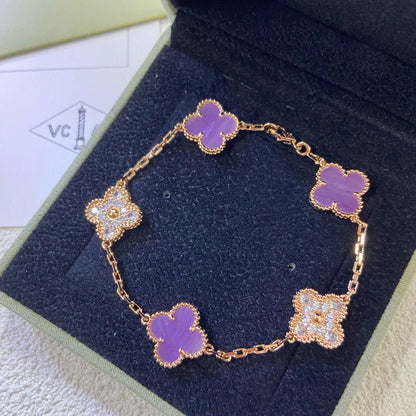 [Okajuri Jewelry] CLOVER 5 MOTIF VIOLET BRACELET COLLECTION