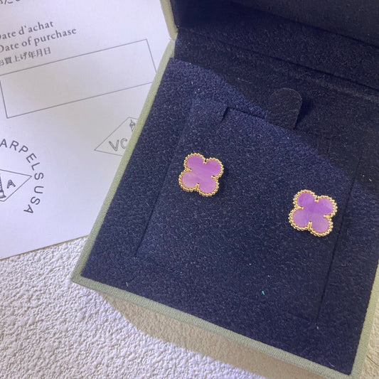 [Okajuri Jewelry]CLOVER MINI 9.5MM  PURPLE VIOLET EARRINGS