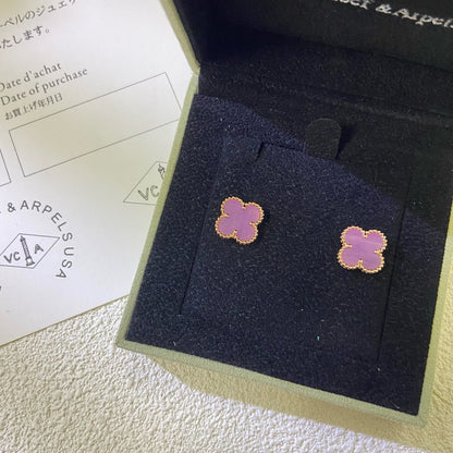 [Okajuri Jewelry]CLOVER MINI 9.5MM  PURPLE VIOLET EARRINGS