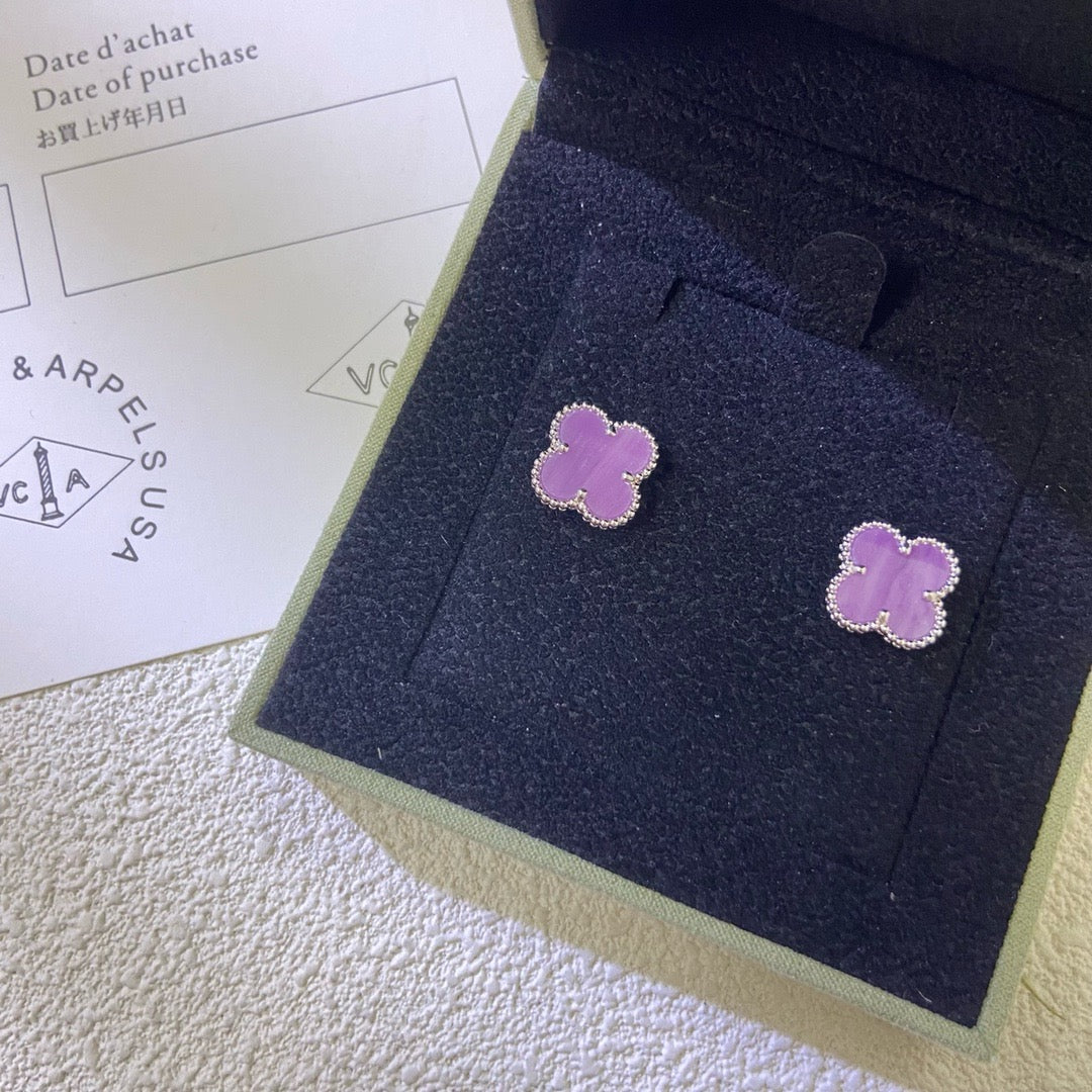 [Okajuri Jewelry]CLOVER MINI 9.5MM  PURPLE VIOLET EARRINGS