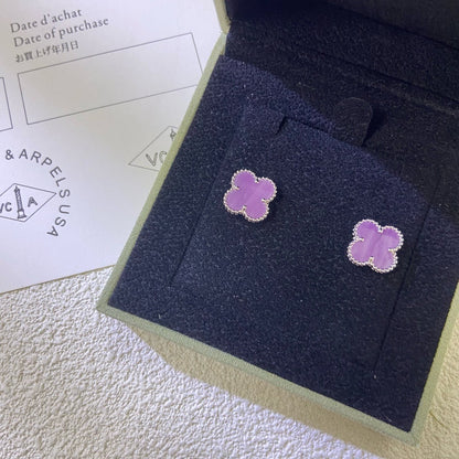 [Okajuri Jewelry]CLOVER MINI 9.5MM  PURPLE VIOLET EARRINGS