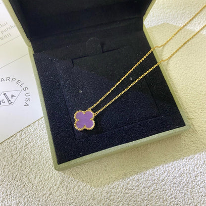 [Okajuri Jewelry]CLOVER 15MM  PURPLE VIOLET NECKLACE