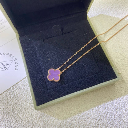 [Okajuri Jewelry]CLOVER 15MM  PURPLE VIOLET NECKLACE