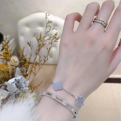 [Okajuri Jewelry]  CLOVER 5 MOTIF PURPLE CHALCEDONY BRACELET COLLECTION