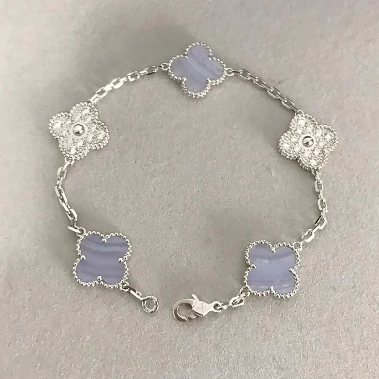[Okajuri Jewelry] CLOVER 5 MOTIF PURPLE CHALCEDONY BRACELET COLLECTION