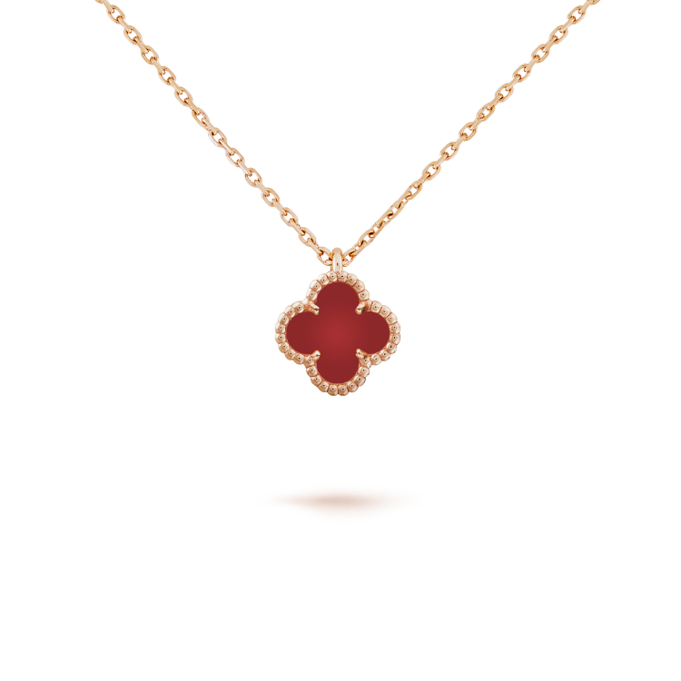 [Okajuri Jewelry]CLOVER MINI 9.5MM WHITE CARNELIANS NECKLACE