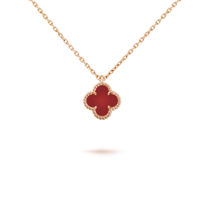 [Okajuri Jewelry]CLOVER MINI 9.5MM WHITE CARNELIANS NECKLACE
