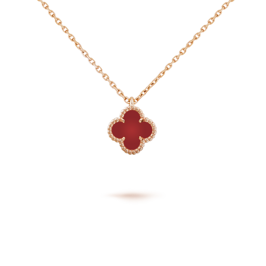 [Okajuri Jewelry]CLOVER MINI 9.5MM WHITE CARNELIANS NECKLACE