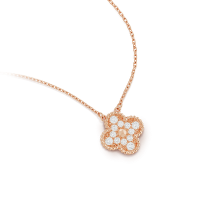 [Okajuri Jewelry]CLOVER 15MM DIAMOND SINGLE FLOWER NECKLACE