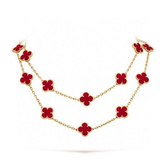 [Okajuri Jewelry] CLOVER 20 MOTIFS CARNELIAN NECKLACE