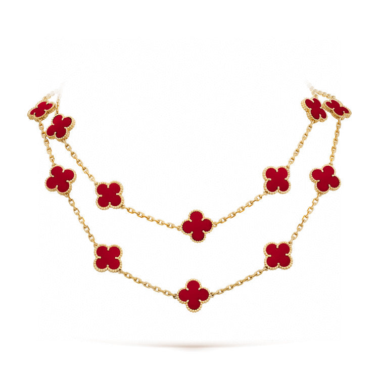 [Okajuri Jewelry]CLOVER 20 MOTIFS CARNELIAN NECKLACE