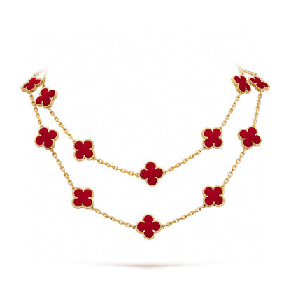 [Okajuri Jewelry]CLOVER 20 MOTIFS CARNELIAN NECKLACE