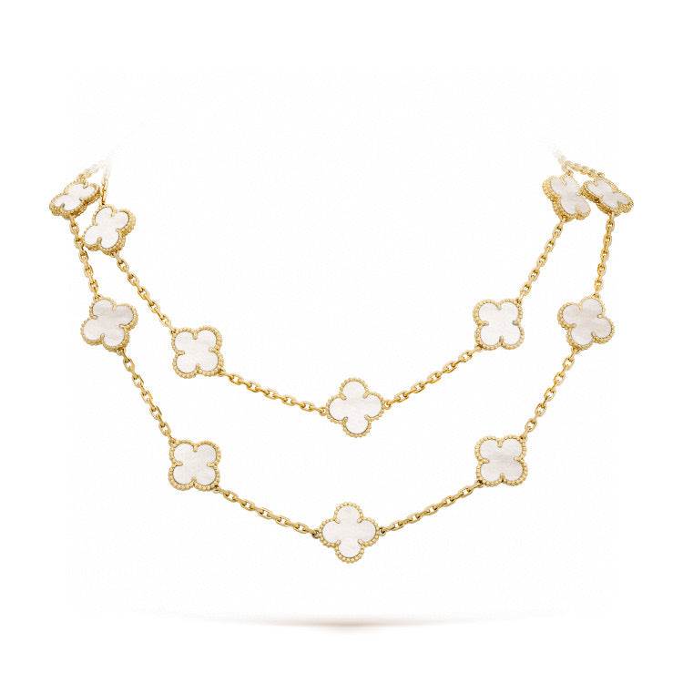 [Okajuri Jewelry]CLOVER 20 MOTIFS WHITE MOP NECKLACE