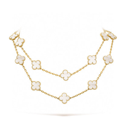 [Okajuri Jewelry]CLOVER 20 MOTIFS WHITE MOP NECKLACE