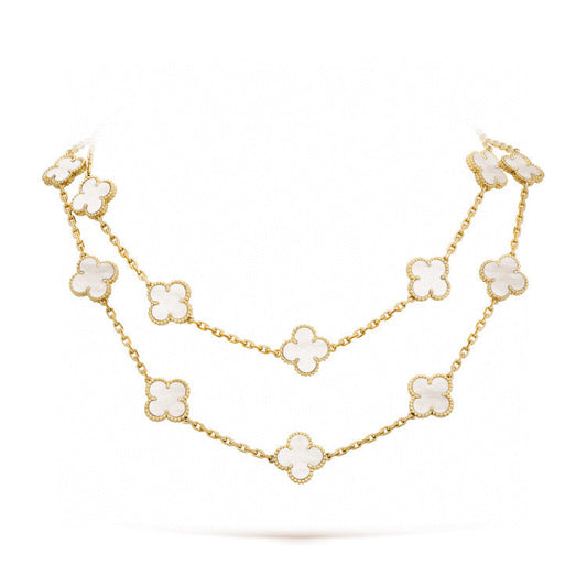 [Okajuri Jewelry]CLOVER 20 MOTIFS WHITE MOP NECKLACE