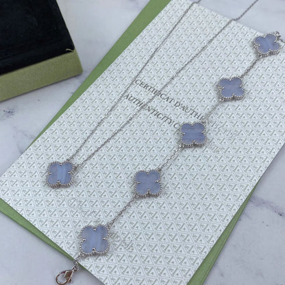 [Okajuri Jewelry] CLOVER 5 MOTIF PURPLE CHALCEDONY BRACELET COLLECTION