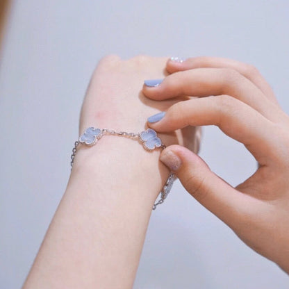 [Okajuri Jewelry]CLOVER  5 MOTIF PURPLE CHALCEDONY BRACELET SILVER